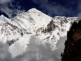 304 Dhaulagiri From Just Before Khobang �A little farther on we saw the upper slopes of Dhaulagiri, streaked with blue ice. The south-east ridge running down towards us, of which we had some hope, extended endlessly, as sharp as a blade of a knife and bristling with ice pinnacles and snow cornices - absolutely impregnable